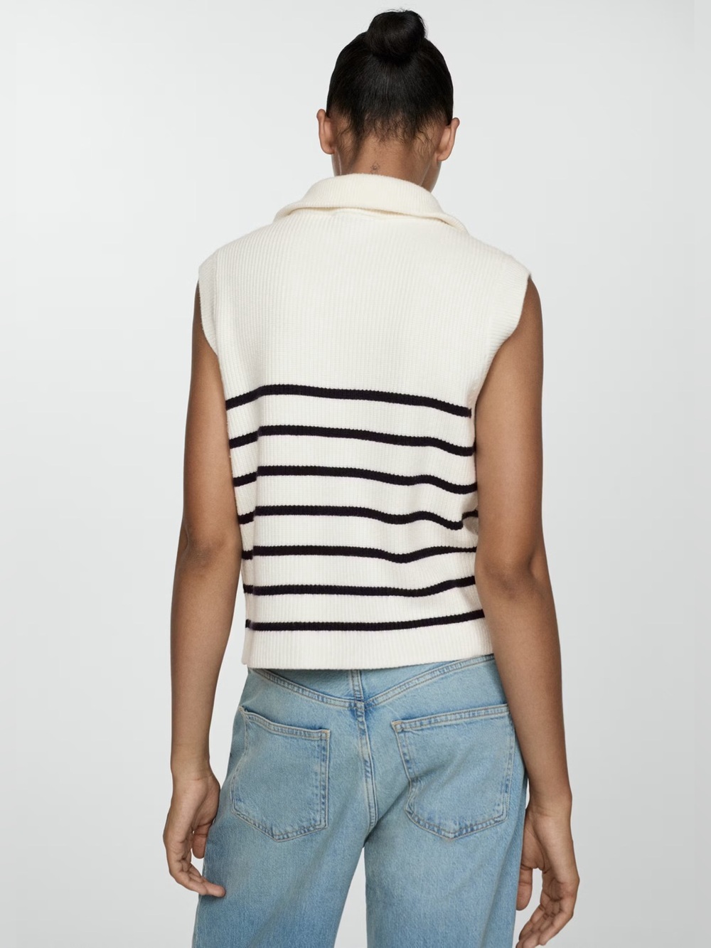 Mango Navy striped knitted gilet with zip NWT - Picture 4 of 5